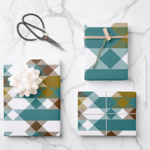 spicy mustard, faded jade, white and nutmeg  wrapping paper sheet