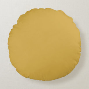 Spicy Mustard Yellow Solid Colour Print, Vintage Round Pillow