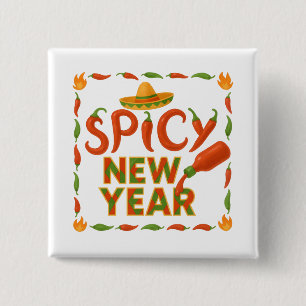 Spicy New Year 2 Inch Square Button