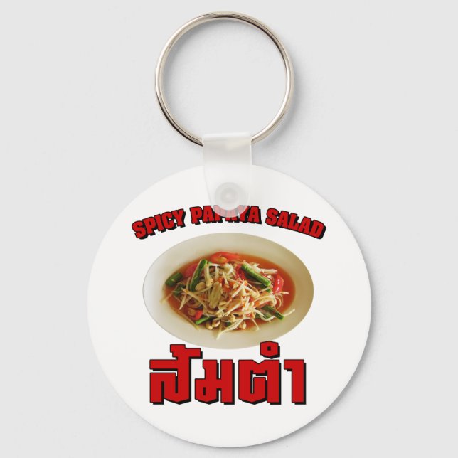 Spicy Papaya Salad [Som Tam] ... Thai Lao Food Keychain (Front)