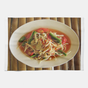 Spicy Papaya Salad [Som Tam] ... Thai Lao Food Kitchen Towel