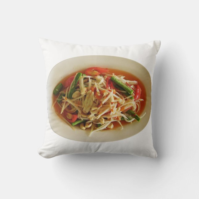 Spicy Papaya Salad [Som Tam] ... Thai Lao Food Throw Pillow (Front)