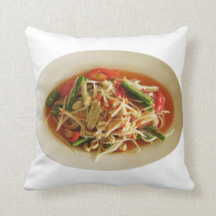 Spicy Papaya Salad [Som Tam] ... Thai Lao Food Throw Pillow