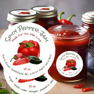 Spicy Pepper Jam with Red and Green Peppers Classic Round Sticker