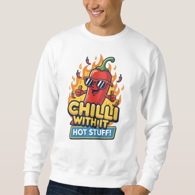 Spicy Pepper Tee – “Chilli With It” Cartoon Design (Front)