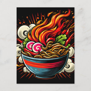 Spicy Ramen Japanese Noodle Street Art Announcement Postcard