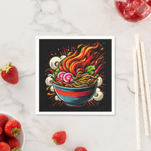 Spicy Ramen Japanese Noodle Street Art Napkin