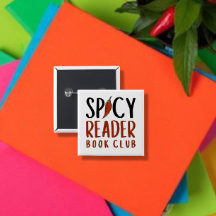 Spicy Reader Book Club Typography Gift 2 Inch Square Button