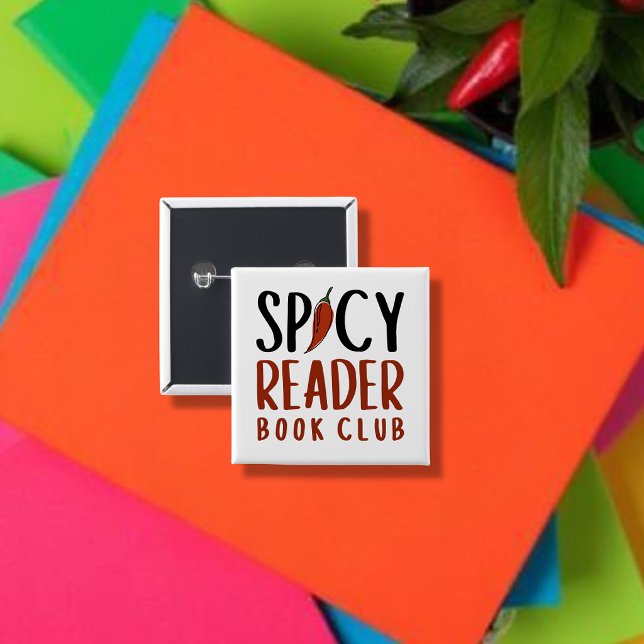 Spicy Reader Book Club Typography Gift 2 Inch Square Button (Creator Uploaded)