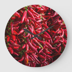 Spicy Red Chili In The Town Of Kalocsa Large Clock