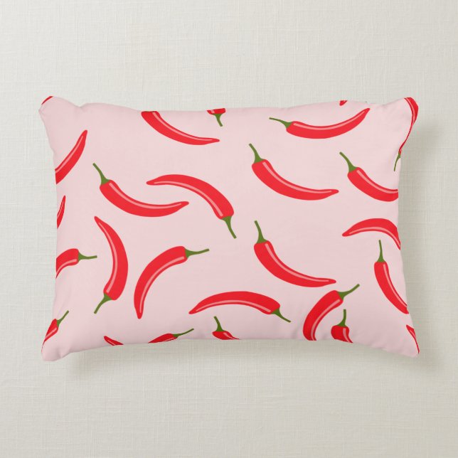 Spicy Red Chili Pattern Accent Pillow (Front)