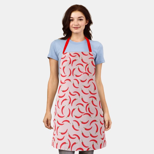 Spicy Red Chili Pattern Apron (Worn)