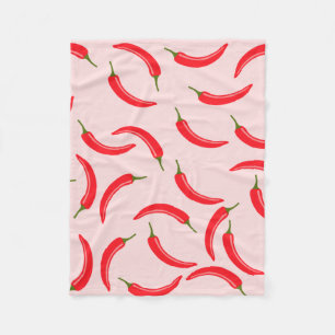 Spicy Red Chili Pattern Fleece Blanket