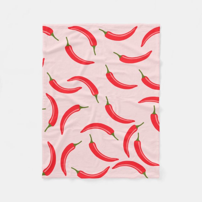 Spicy Red Chili Pattern Fleece Blanket (Front)