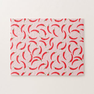 Spicy Red Chili Pattern Jigsaw Puzzle