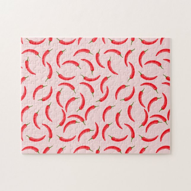 Spicy Red Chili Pattern Jigsaw Puzzle (Horizontal)
