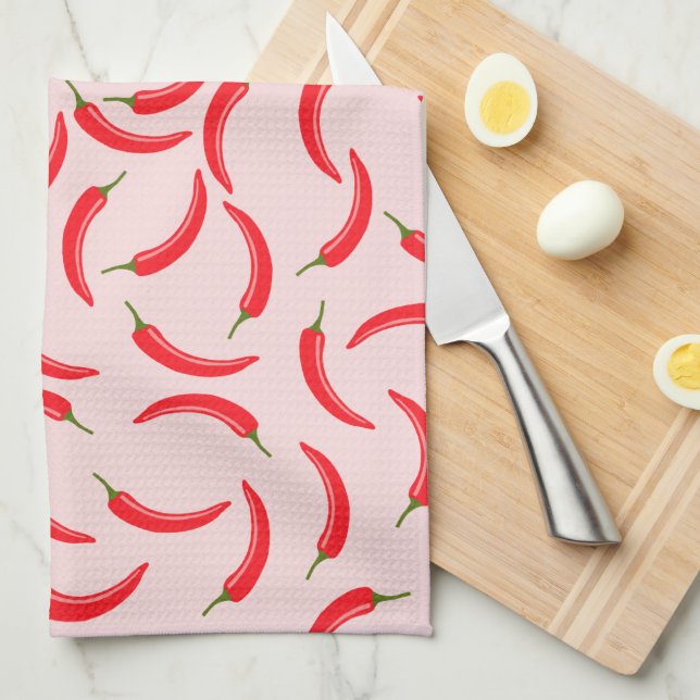 Spicy Red Chili Pattern Kitchen Towel (Quarter Fold)