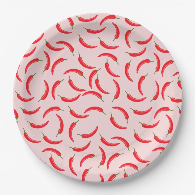 Spicy Red Chili Pattern Paper Plate (Front)