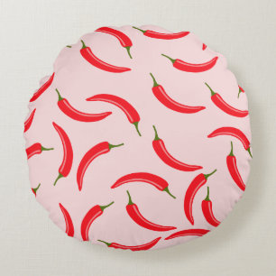 Spicy Red Chili Pattern Round Pillow