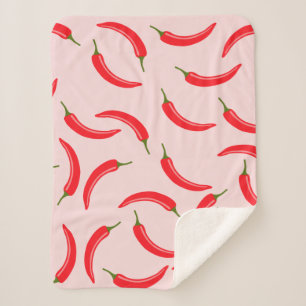 Spicy Red Chili Pattern Sherpa Blanket