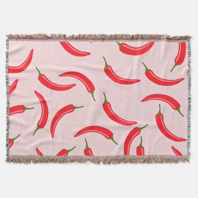 Spicy Red Chili Pattern Throw Blanket (Front)