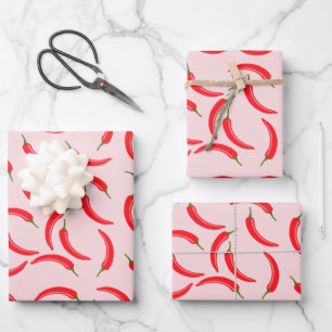 Spicy Red Chili Pattern Wrapping Paper Sheet