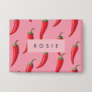 Spicy Red Chili Pepper Pattern on Pink Background 