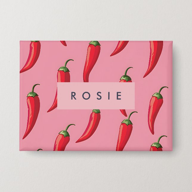 Spicy Red Chili Pepper Pattern on Pink Background  (Front)