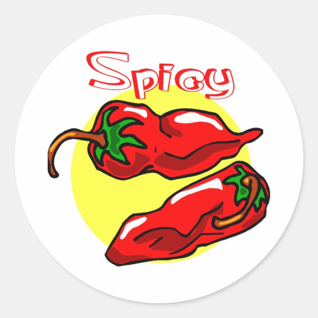 Spicy Red Chili Peppers Classic Round Sticker (Front)