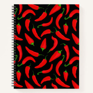 Spicy Red Chili Peppers Graphic Pattern Notebook