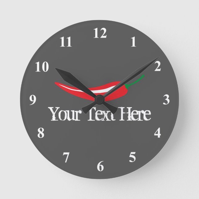 Spicy red hot chili pepper kitchen clock (Front)