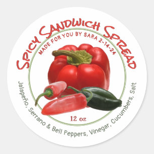 Spicy Salad Spread with Red and Green Peppers Classic Round Sticker