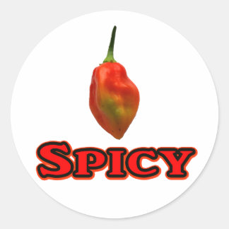 Spicy Single Habanero Hot Pepper Design Classic Round Sticker