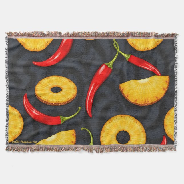 Spicy Slice - Pineapple Empire Design Throw Blanket (Front)