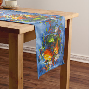 Spicy Still Life with Peppers and Garlic Long Table Runner