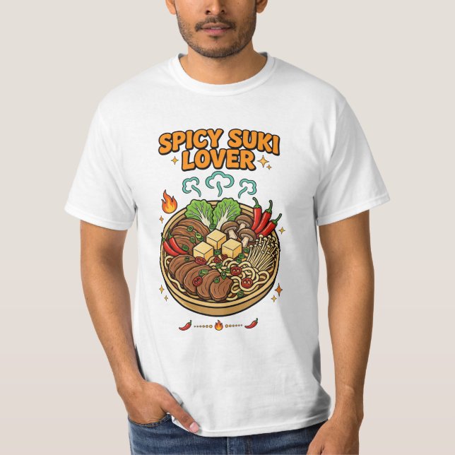 Spicy Suki Lover Hot Pot Illustration T-Shirt (Front)