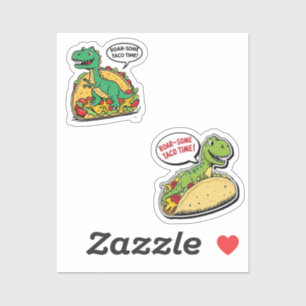 Spicy Taco Dinosaur Sticker - Funny Food Dinosaur