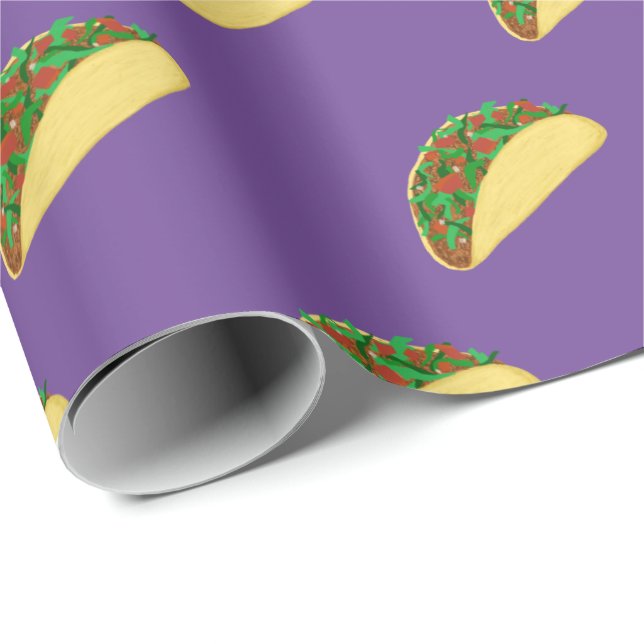 Spicy! Yummy Taco Pattern on Purple Wrapping Paper (Roll Corner)