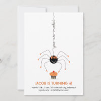 Spider and a cupcake Birthday Party white Invitati