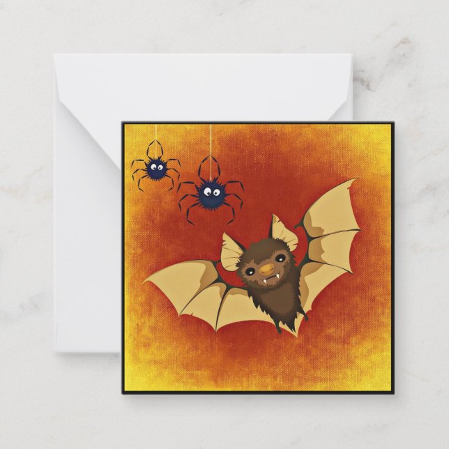 Spider and Bats Mini Halloween Card (Front)