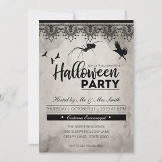 Spider and Crows Halloween party invitation