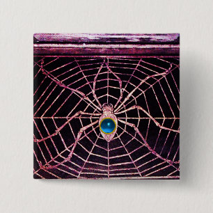 SPIDER AND WEB Blue Sapphire Black 2 Inch Square Button