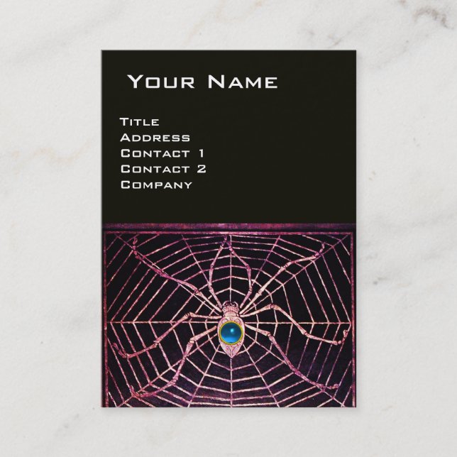 SPIDER AND WEB Blue Sapphire  Black Business Card (Front)
