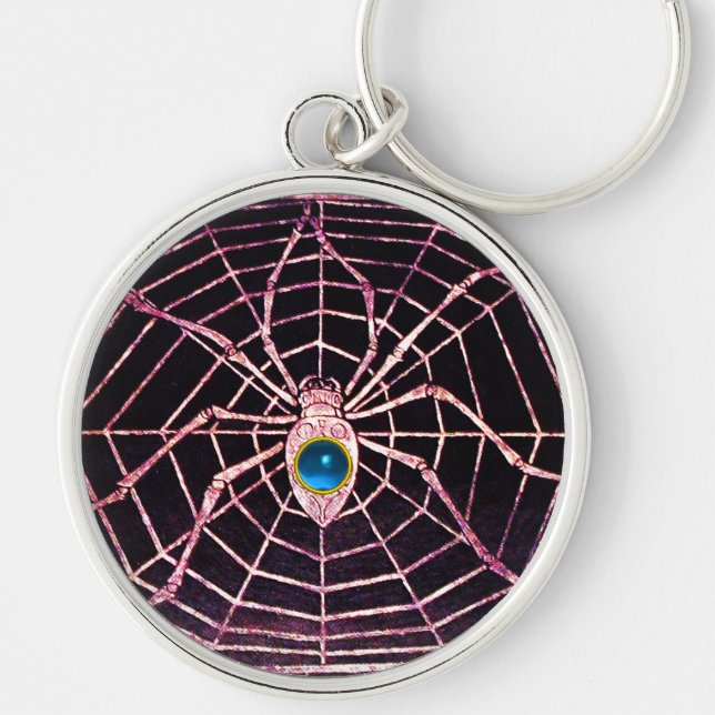 SPIDER AND WEB Blue Sapphire Black Keychain (Front)