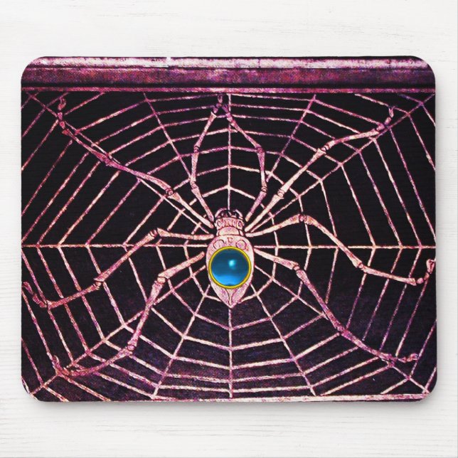 SPIDER AND WEB Blue Sapphire Black Mouse Pad (Front)