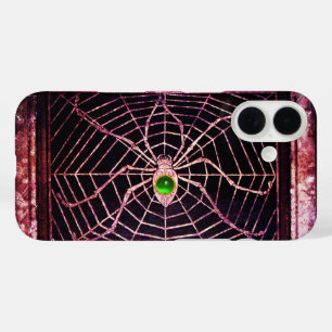SPIDER AND WEB GREEN EMERALD Black iPhone 16 Case