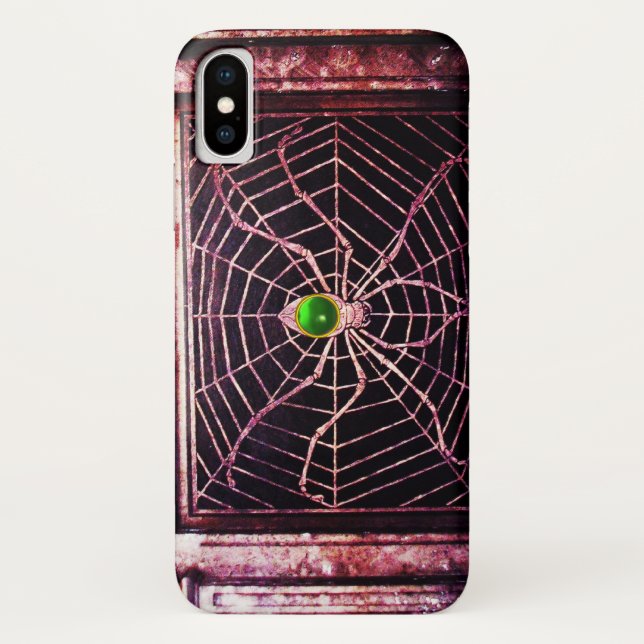 SPIDER AND WEB Green Emerald Black Case-Mate iPhone Case (Back)