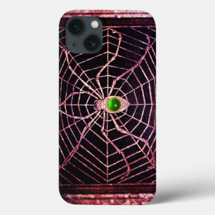 SPIDER AND WEB Green Emerald Gem,Black iPhone 13 Case