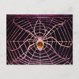 SPIDER AND WEB Orange Agate Black Postcard