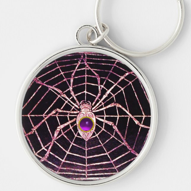 SPIDER AND WEB Purple Amethyst Black Keychain (Front)